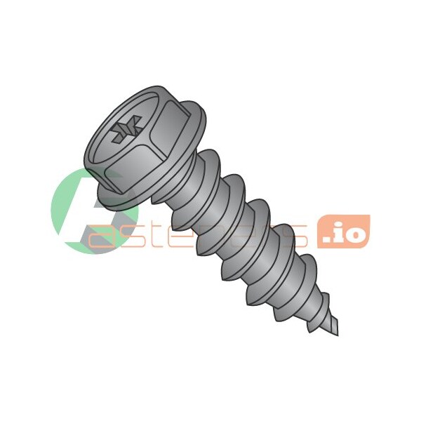 Newport Fasteners Sheet Metal Screw, #8 x 1/2 in, Black Oxide Steel Hex Head Phillips Drive, 10000 PK 953798 - main
